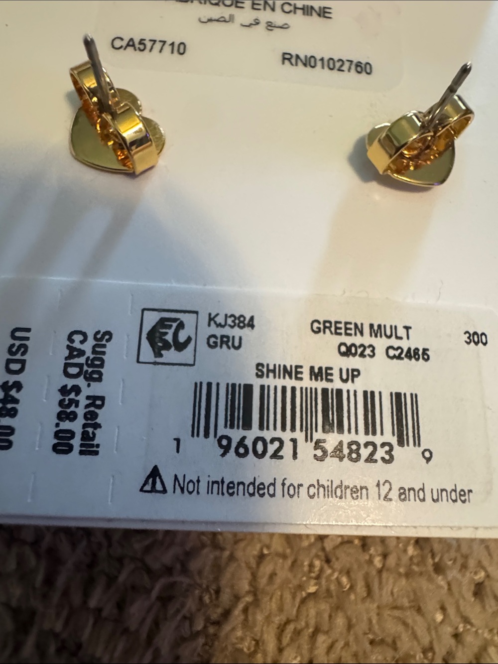 Kate Spade shine me up emerald green crystal triangle stud earrings - Picture 3 of 4
